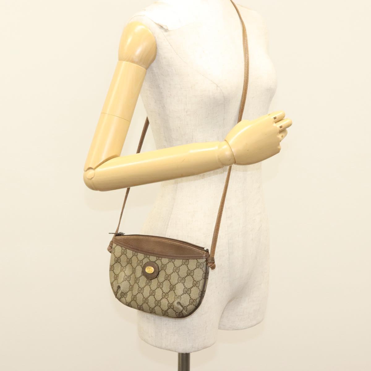 GUCCI GG Supreme Shoulder Bag PVC Beige Gold 904 02 020 Auth BA4350