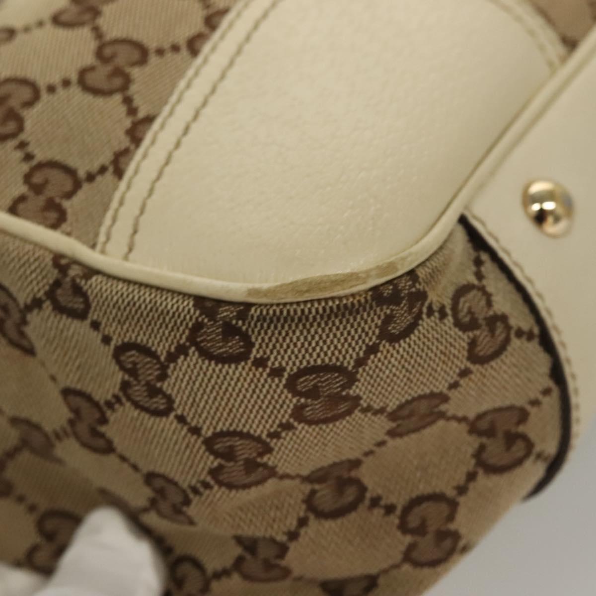 GUCCI GG Canvas Web Sherry Line Pretty Tote Bag Beige Gold 163805 Auth BA4357