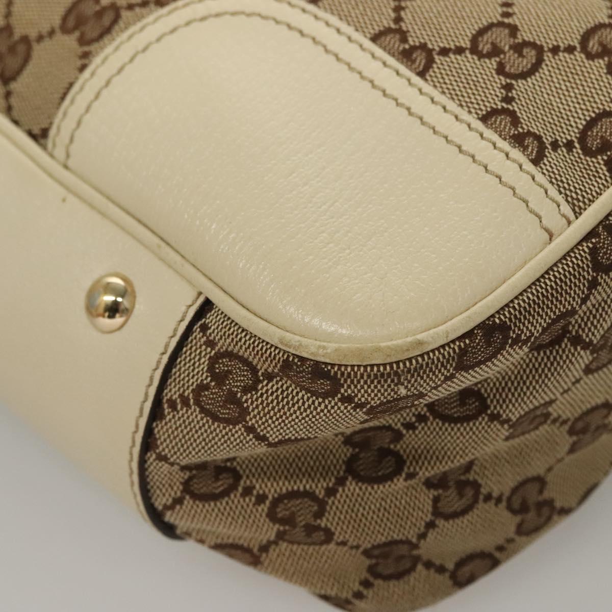 GUCCI GG Canvas Web Sherry Line Pretty Tote Bag Beige Gold 163805 Auth BA4357