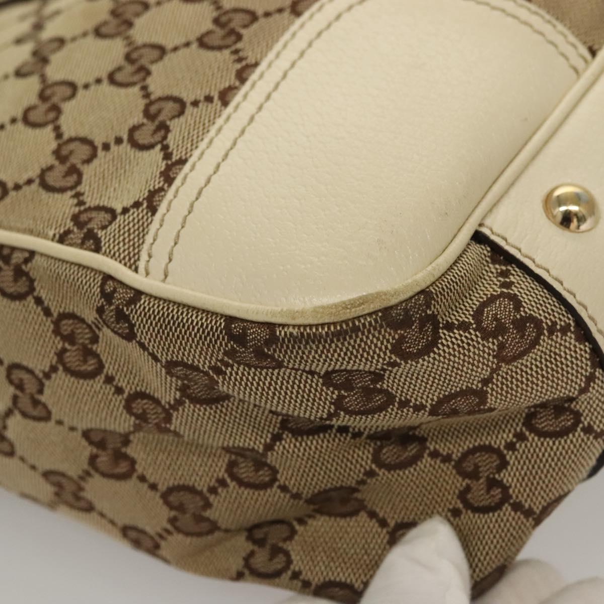 GUCCI GG Canvas Web Sherry Line Pretty Tote Bag Beige Gold 163805 Auth BA4357