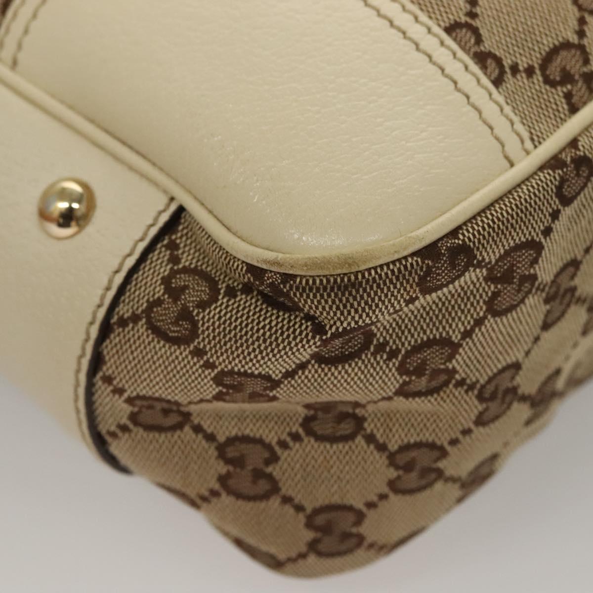 GUCCI GG Canvas Web Sherry Line Pretty Tote Bag Beige Gold 163805 Auth BA4357
