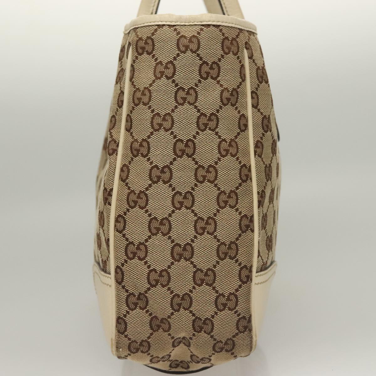 GUCCI GG Canvas Web Sherry Line Pretty Tote Bag Beige Gold 163805 Auth BA4357