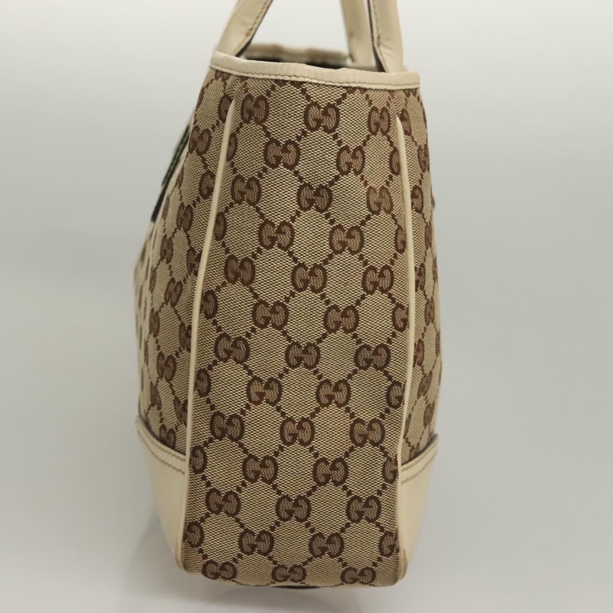 GUCCI GG Canvas Web Sherry Line Pretty Tote Bag Beige Gold 163805 Auth BA4357