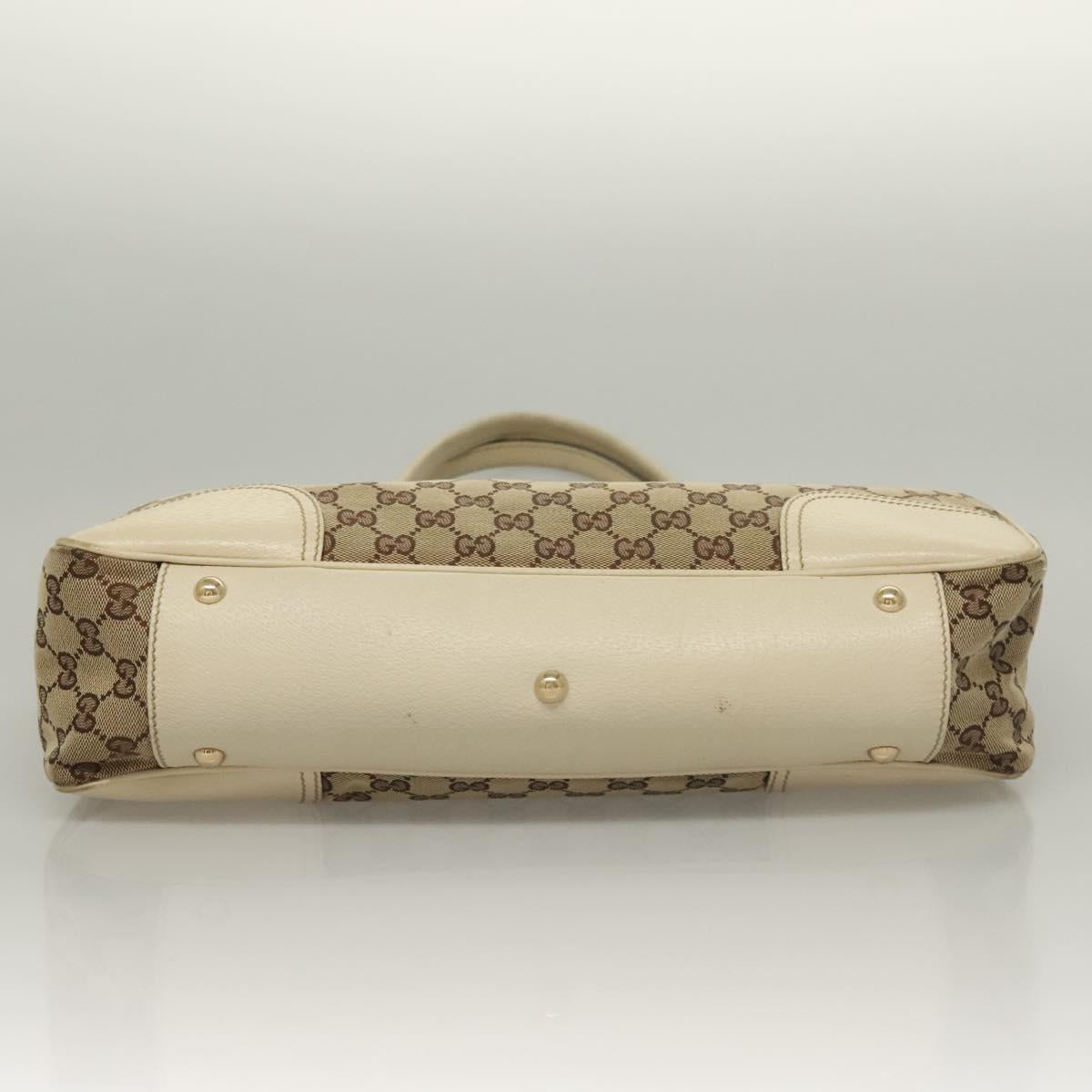 GUCCI GG Canvas Web Sherry Line Pretty Tote Bag Beige Gold 163805 Auth BA4357