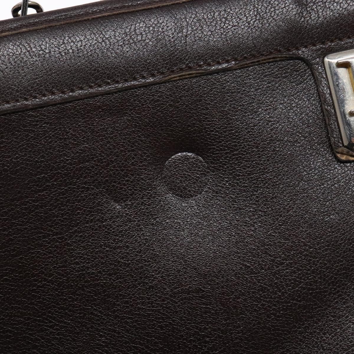 Christian Dior Shoulder Bag Leather Dark Brown Gold Auth BA4358