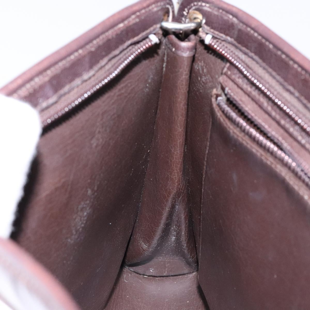 Christian Dior Shoulder Bag Leather Dark Brown Gold Auth BA4358