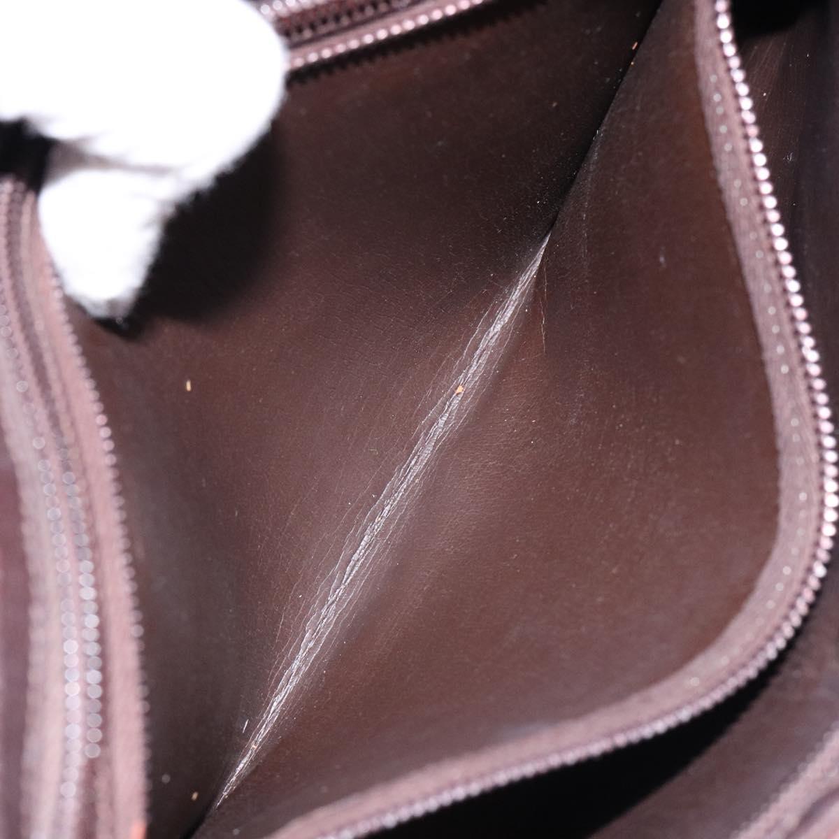 Christian Dior Shoulder Bag Leather Dark Brown Gold Auth BA4358