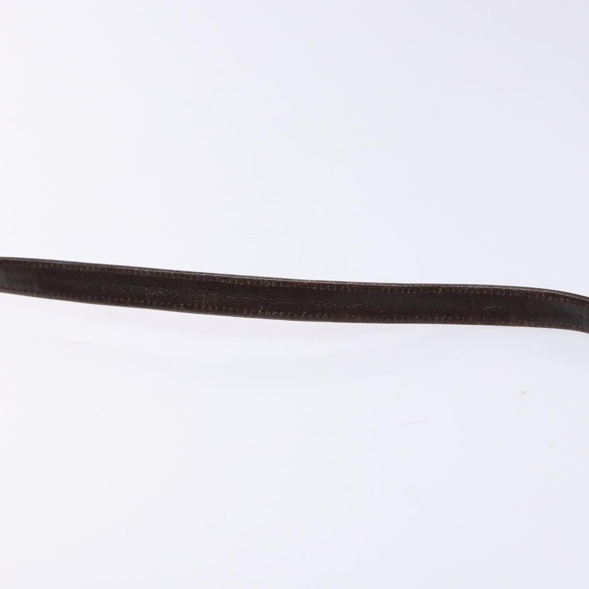 Christian Dior Shoulder Bag Leather Dark Brown Gold Auth BA4358