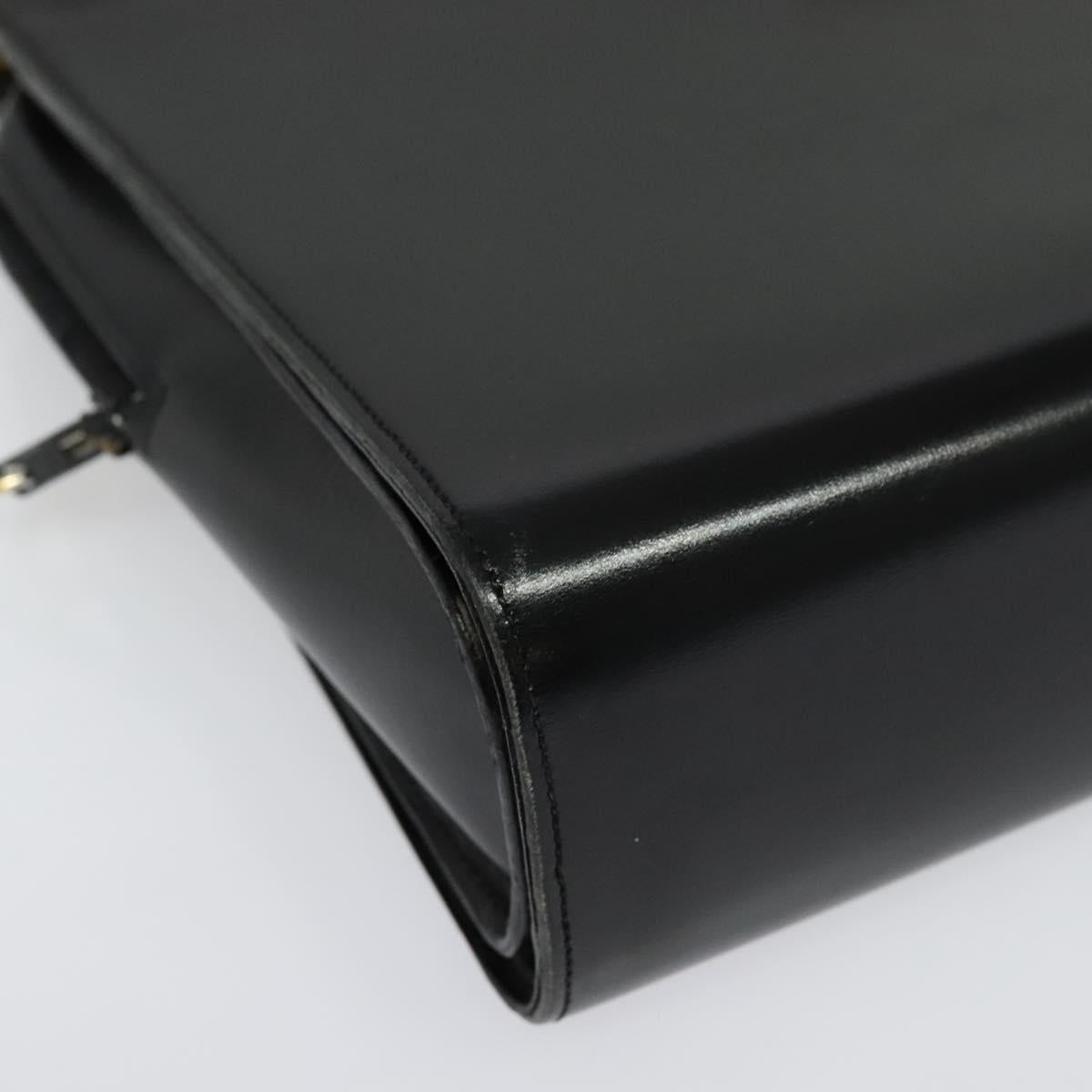 Christian Dior Shoulder Bag Leather Black Gold Auth BA4359