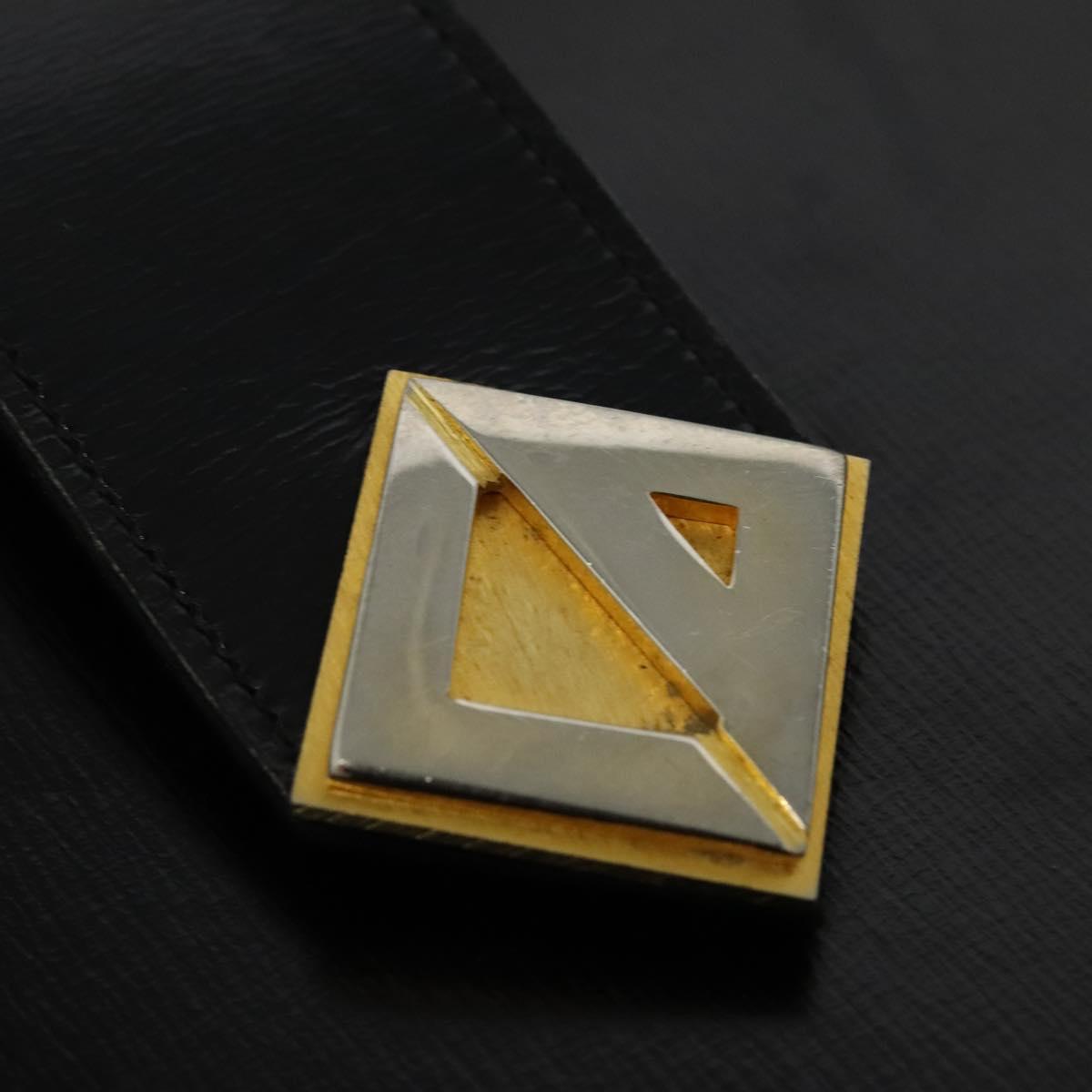 Christian Dior Shoulder Bag Leather Black Gold Auth BA4359