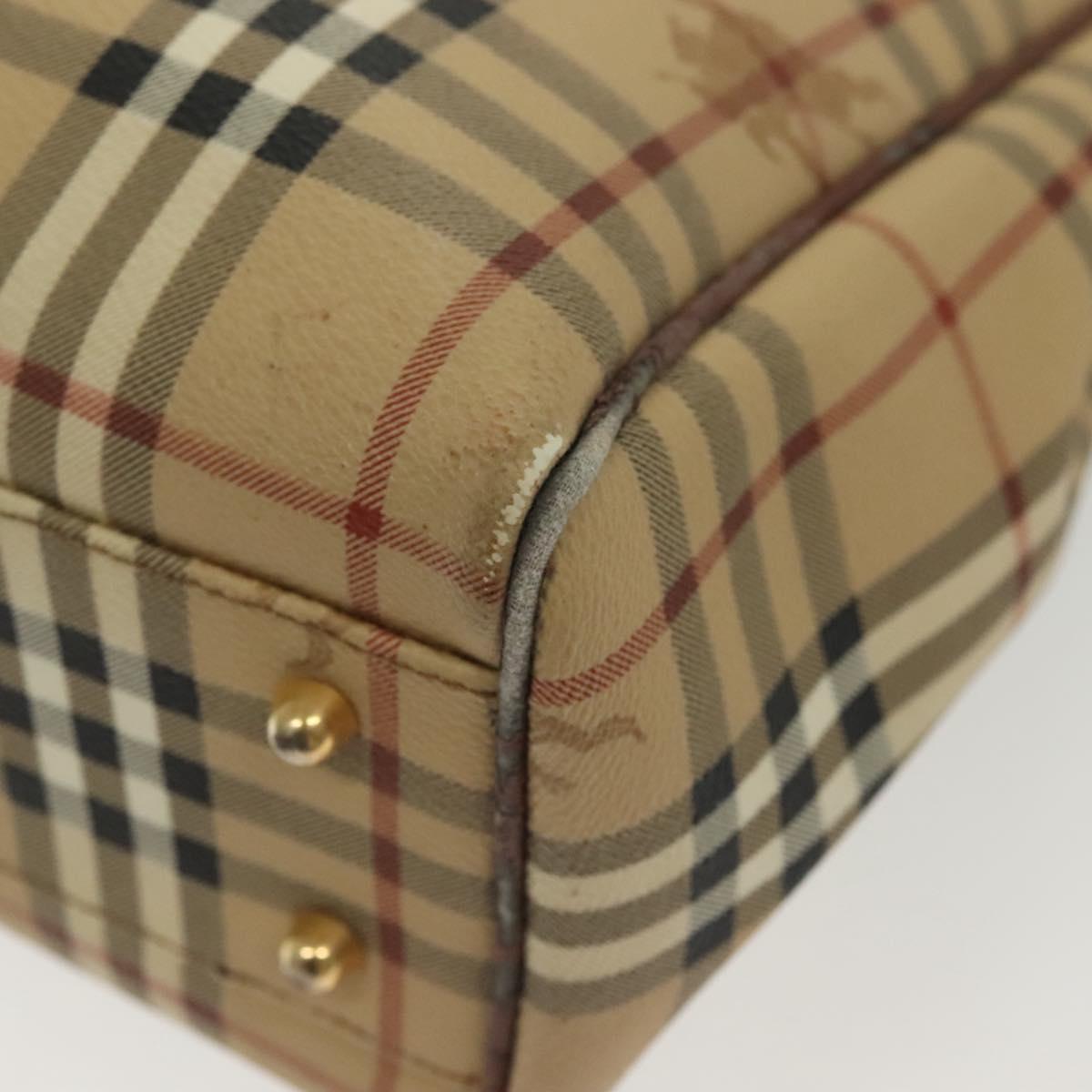 Burberrys Nova Check Shoulder Bag PVC Beige Gold Auth BA4360