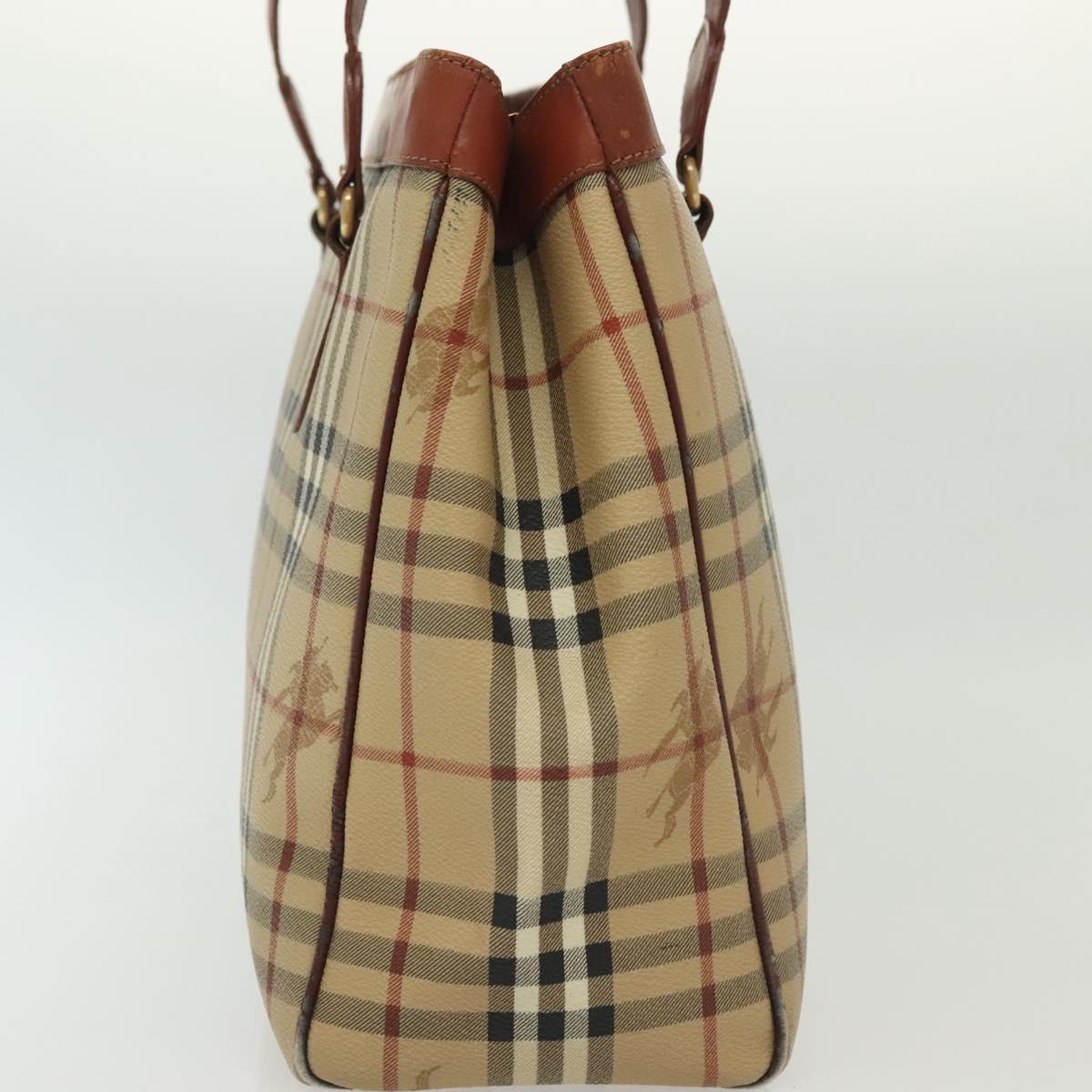 Burberrys Nova Check Shoulder Bag PVC Beige Gold Auth BA4360