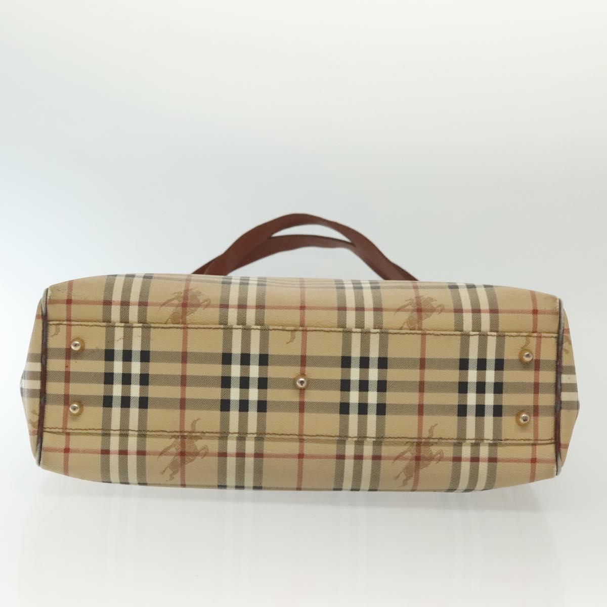 Burberrys Nova Check Shoulder Bag PVC Beige Gold Auth BA4360