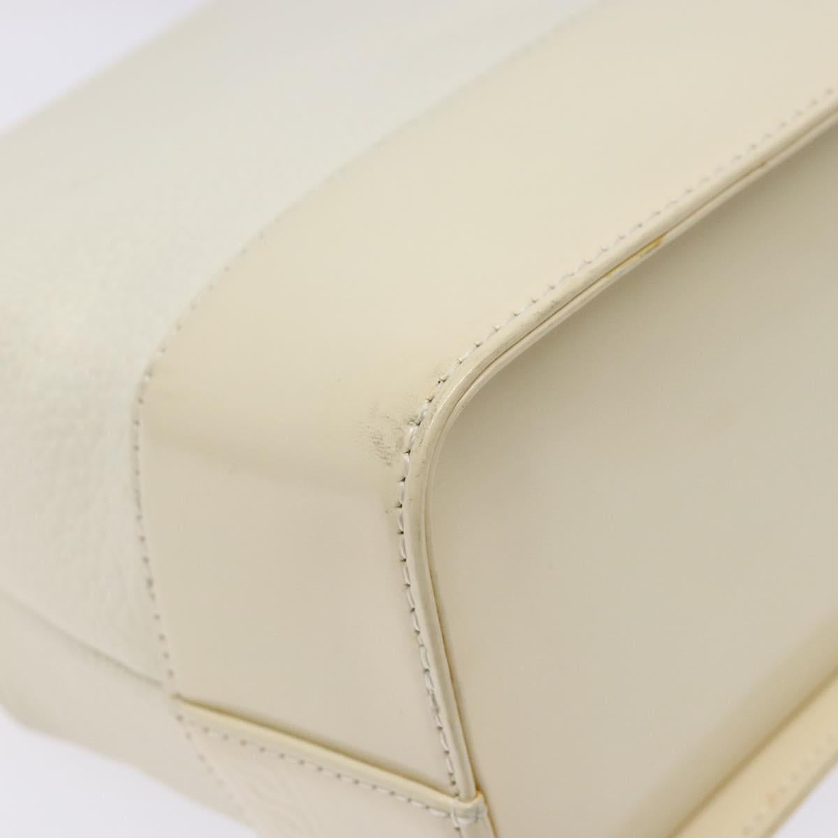 Gianni Versace Hand Bag Leather White Gold Auth BA4370