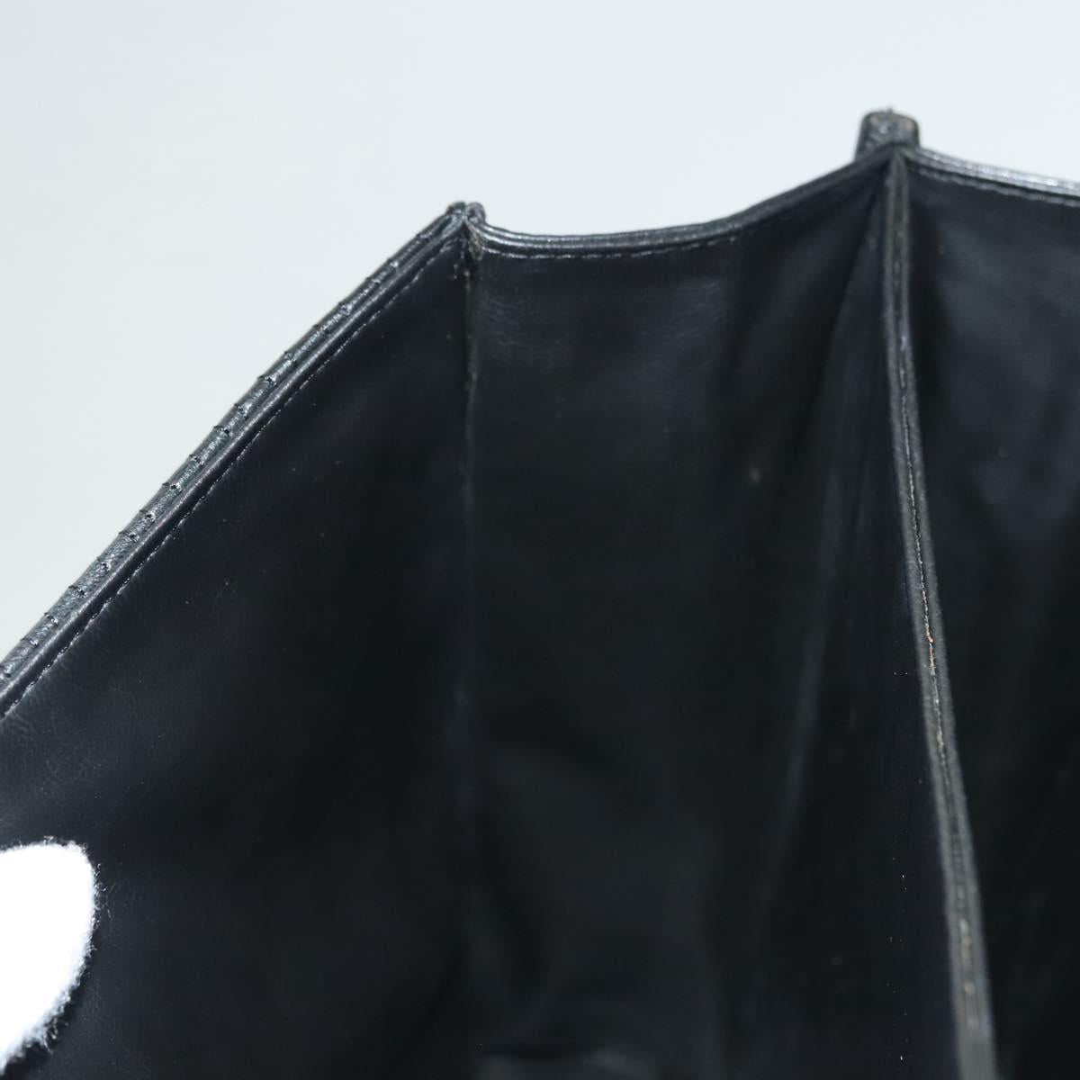 BALLY Quilted Hand Bag Leather Black Gold Auth BA4372