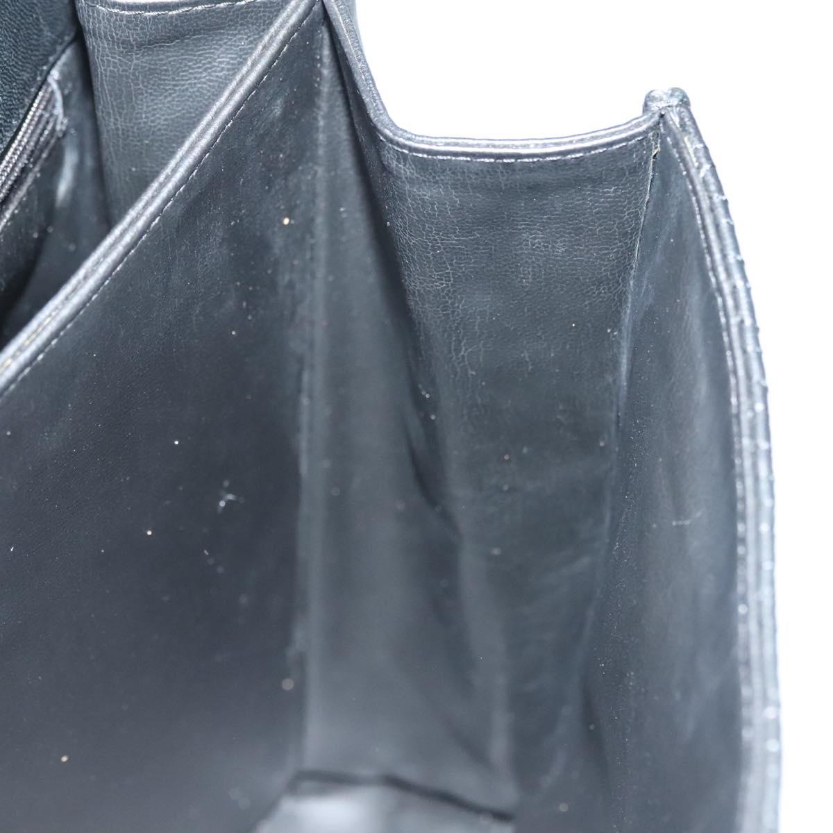 BALLY Quilted Hand Bag Leather Black Gold Auth BA4372