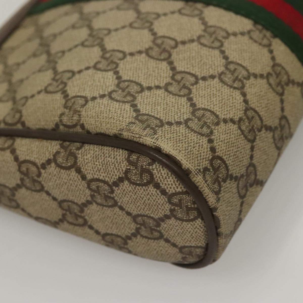 GUCCI GG Supreme Web Sherry Line Clutch Bag PVC Beige Gold Auth BA4384