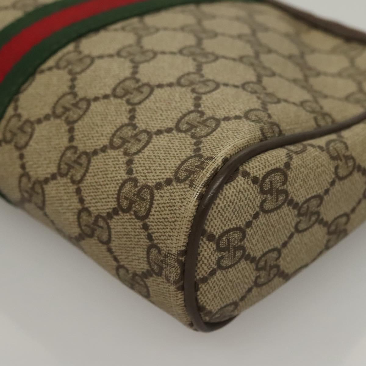 GUCCI GG Supreme Web Sherry Line Clutch Bag PVC Beige Gold Auth BA4384