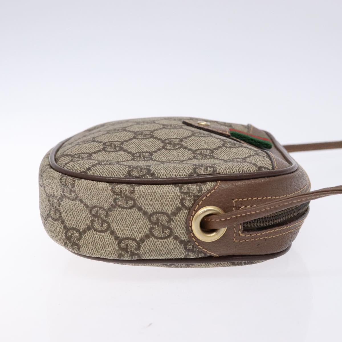 GUCCI GG Supreme Web Sherry Line Bag PVC Beige Gold 007 58 6112 Auth BA4386