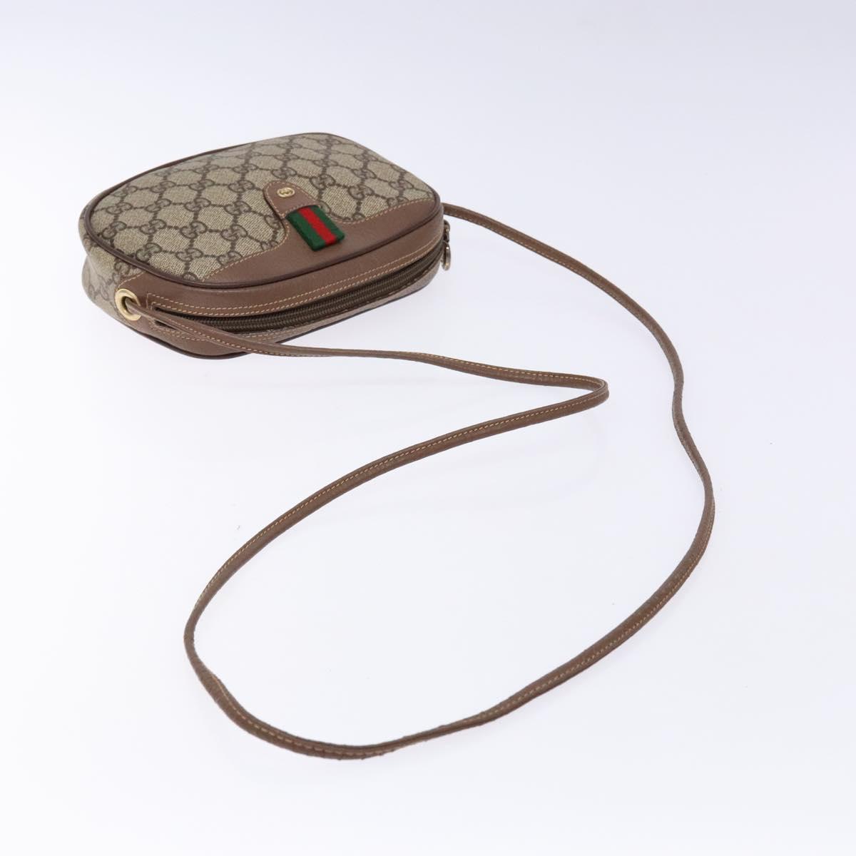 GUCCI GG Supreme Web Sherry Line Bag PVC Beige Gold 007 58 6112 Auth BA4386