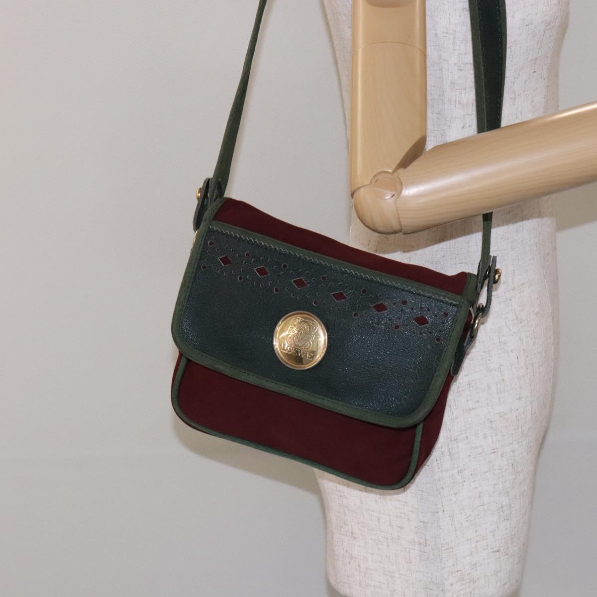 LOEWE Shoulder Bag Canvas Red Gold Auth BA4392