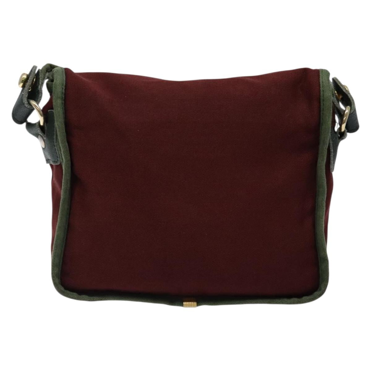 LOEWE Shoulder Bag Canvas Red Gold Auth BA4392