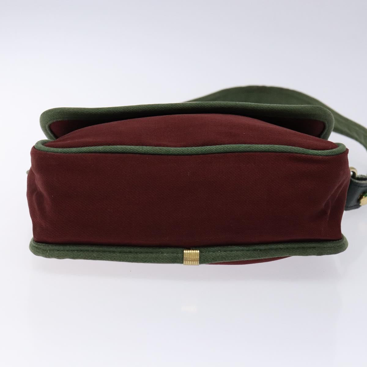 LOEWE Shoulder Bag Canvas Red Gold Auth BA4392