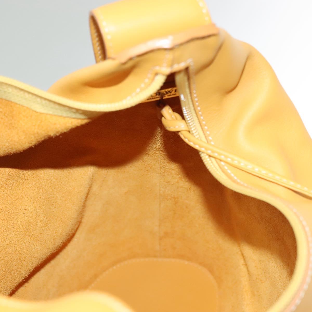 LOEWE Shoulder Bag Leather Yellow Gold Auth BA4393