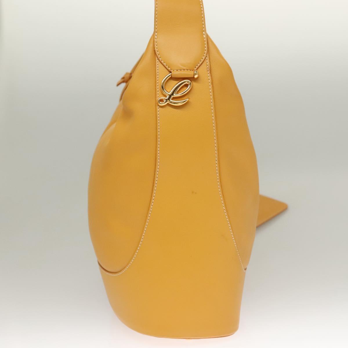 LOEWE Shoulder Bag Leather Yellow Gold Auth BA4393