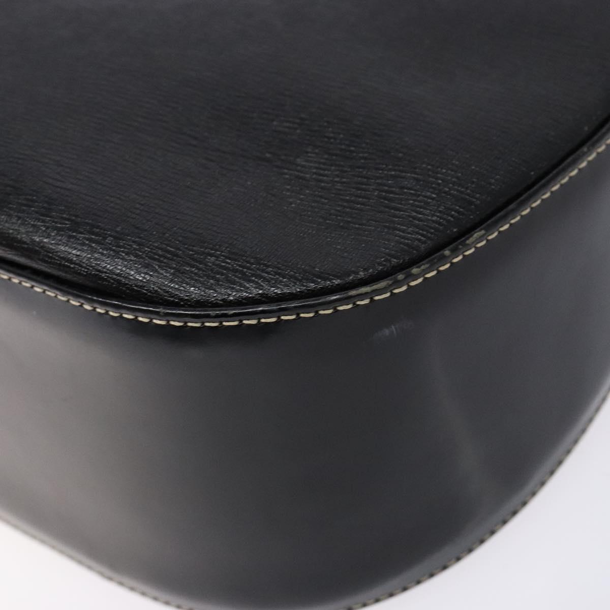 Burberrys Shoulder Bag Leather Black Gold Auth BA4394