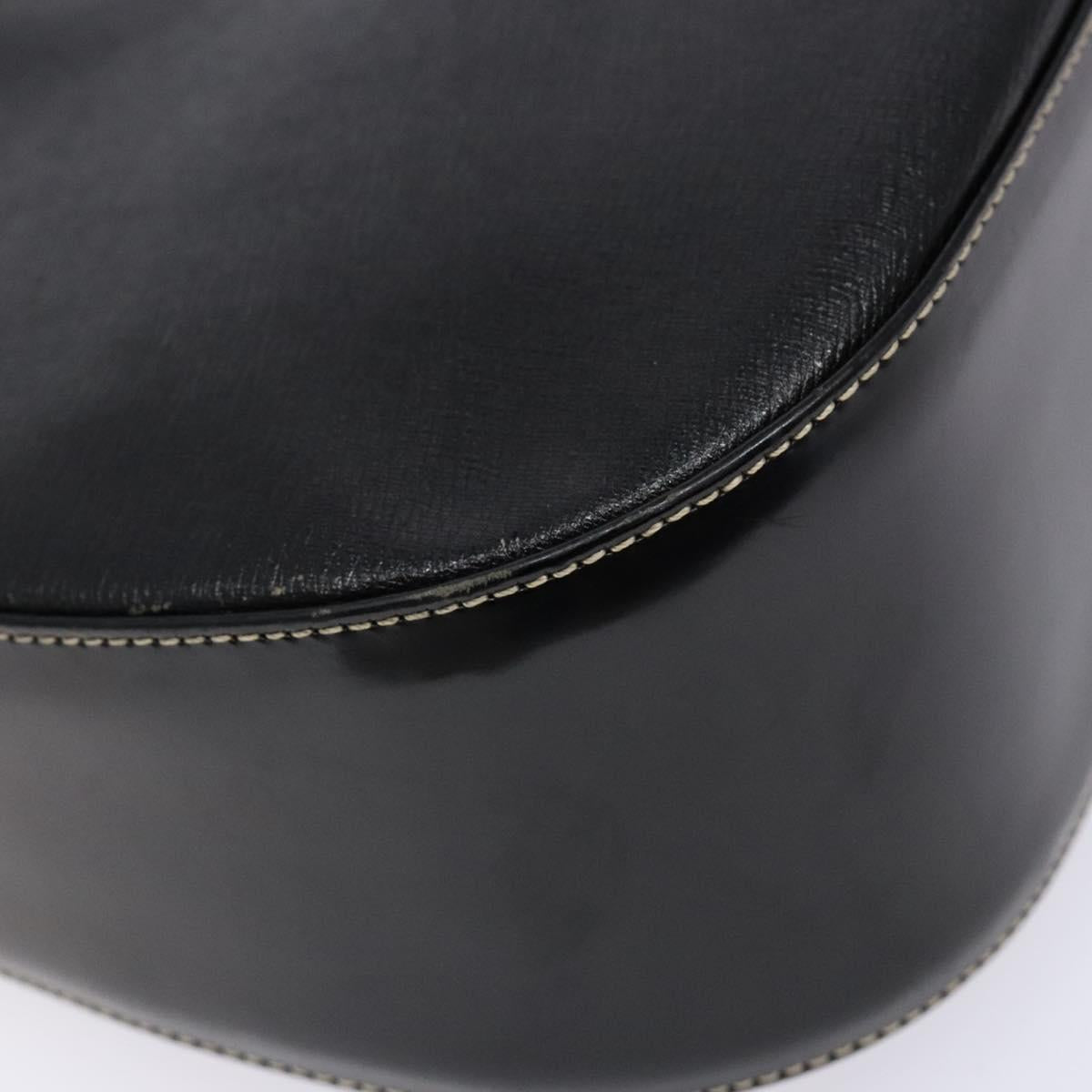 Burberrys Shoulder Bag Leather Black Gold Auth BA4394