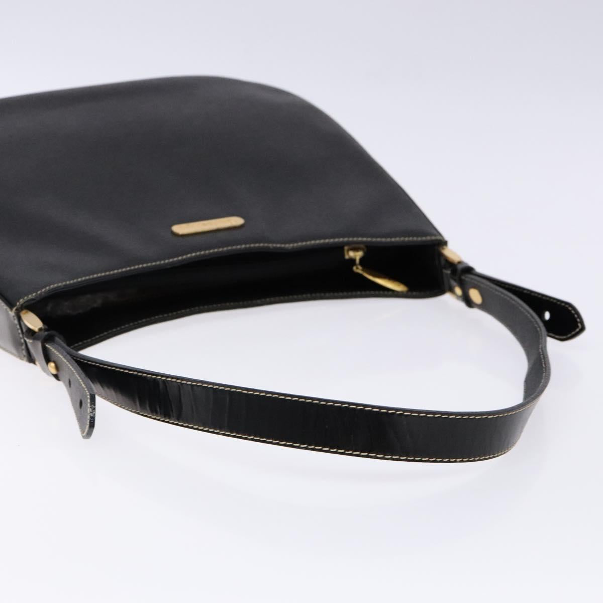 Burberrys Shoulder Bag Leather Black Gold Auth BA4394