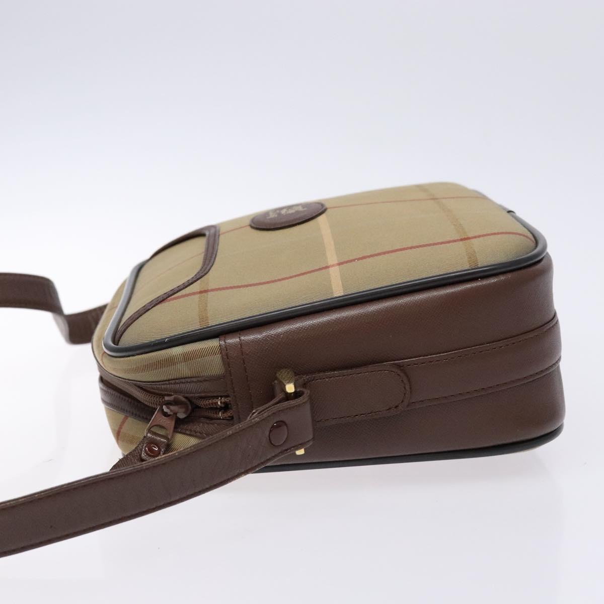 Burberrys Nova Check Shoulder Bag Canvas Khaki Gold Auth BA4398