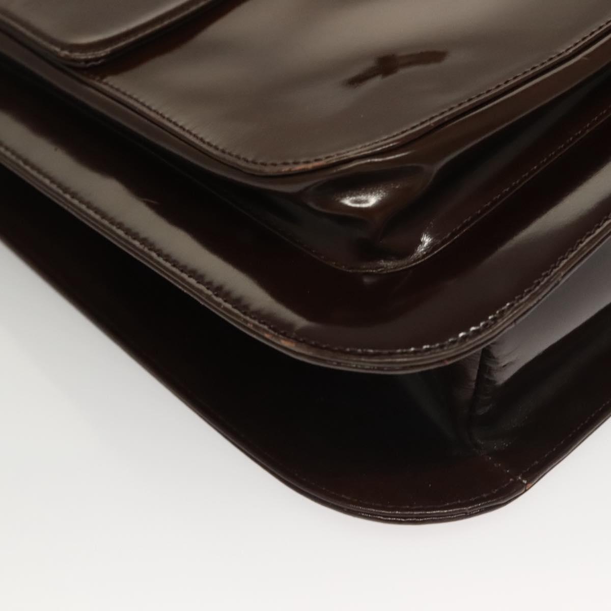 VERSACE Shoulder Bag Patent leather Black Gold Auth BA4407