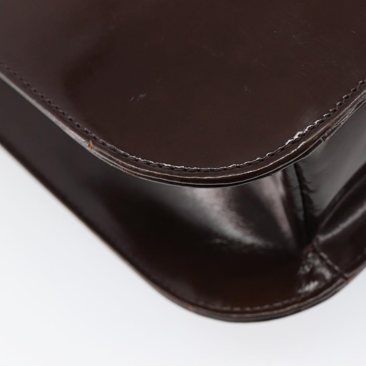 VERSACE Shoulder Bag Patent Leather Brown Gold Auth BA4407