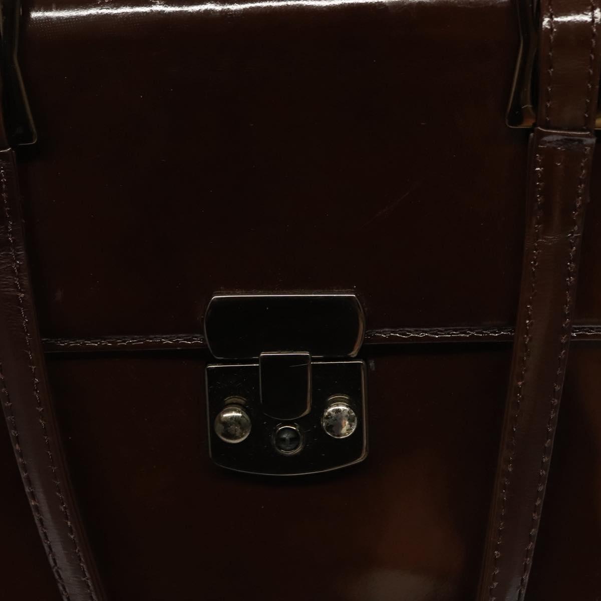 VERSACE Shoulder Bag Patent leather Black Gold Auth BA4407