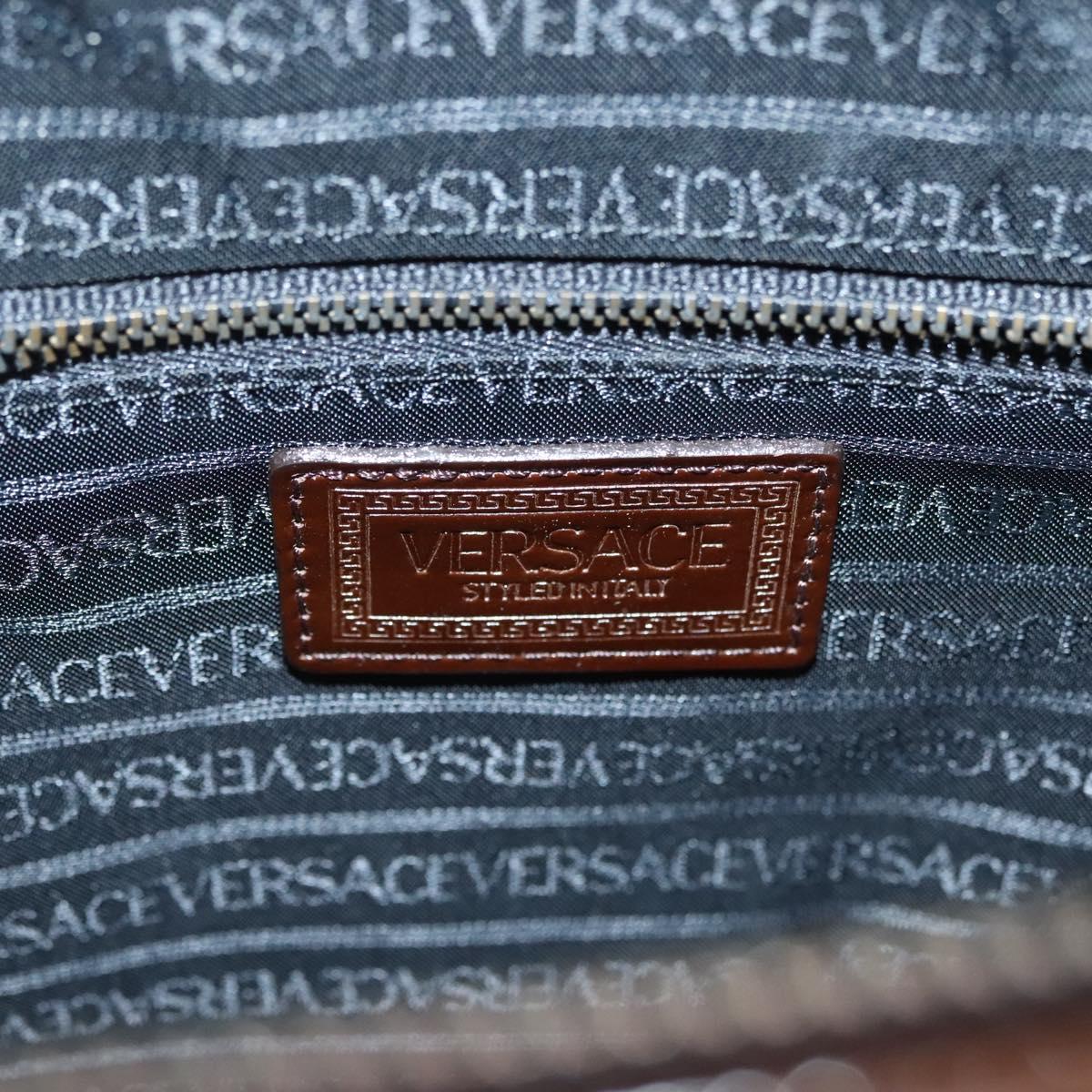 VERSACE Shoulder Bag Patent leather Black Gold Auth BA4407