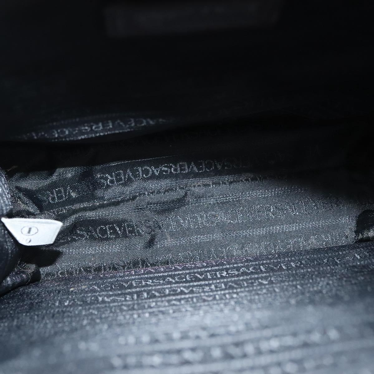 VERSACE Shoulder Bag Patent leather Black Gold Auth BA4407