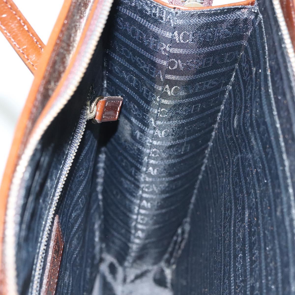 VERSACE Shoulder Bag Patent leather Black Gold Auth BA4407