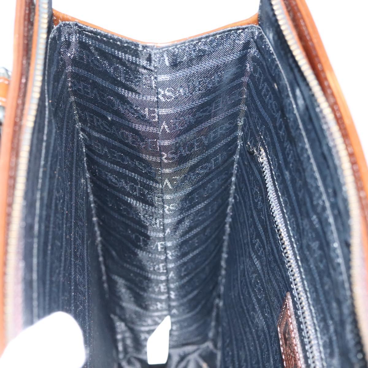 VERSACE Shoulder Bag Patent leather Black Gold Auth BA4407