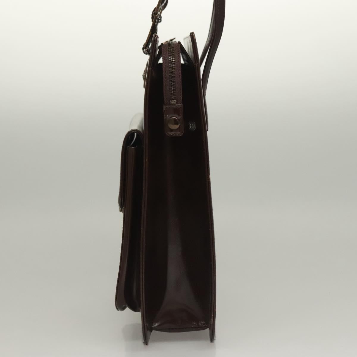 VERSACE Shoulder Bag Patent leather Black Gold Auth BA4407