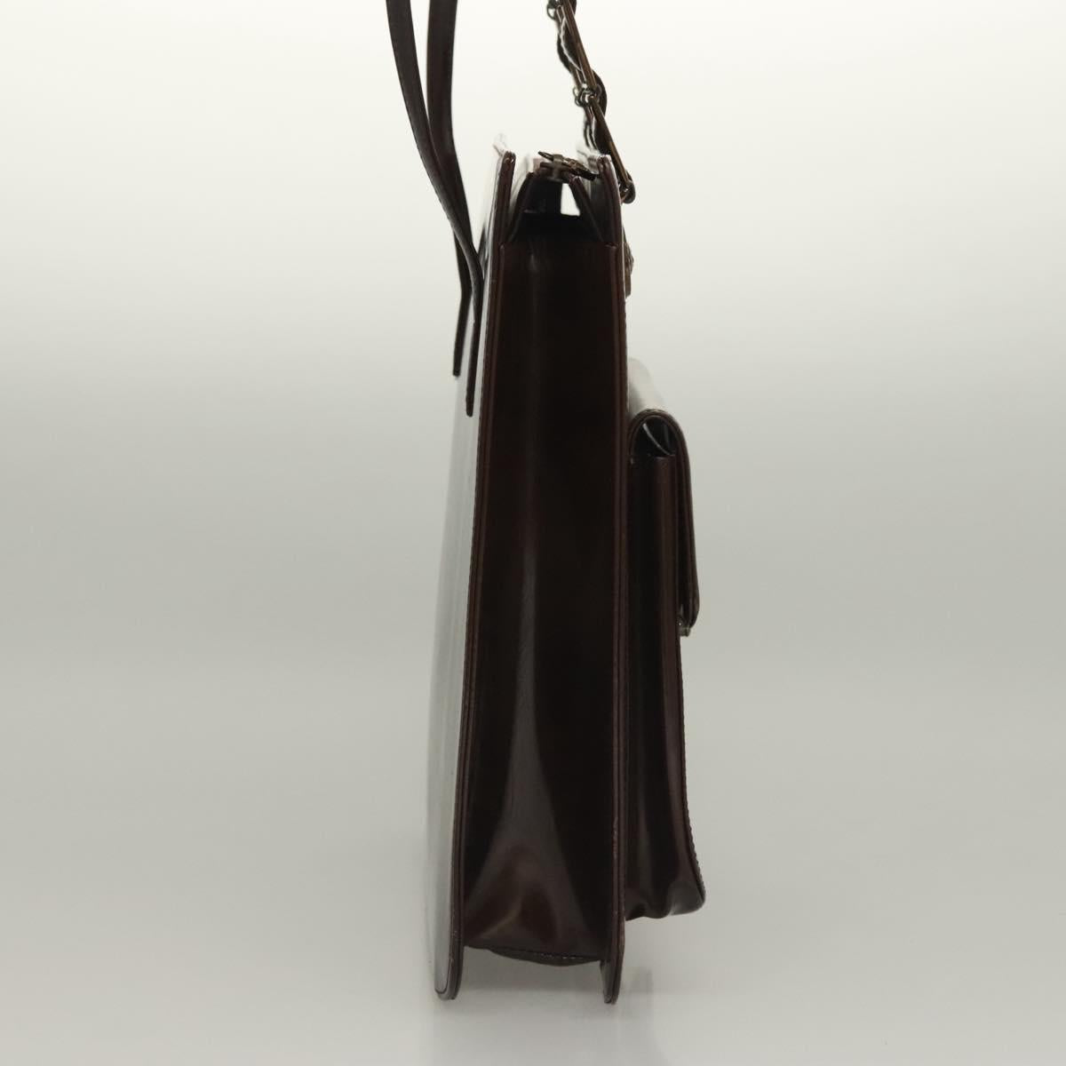 VERSACE Shoulder Bag Patent leather Black Gold Auth BA4407