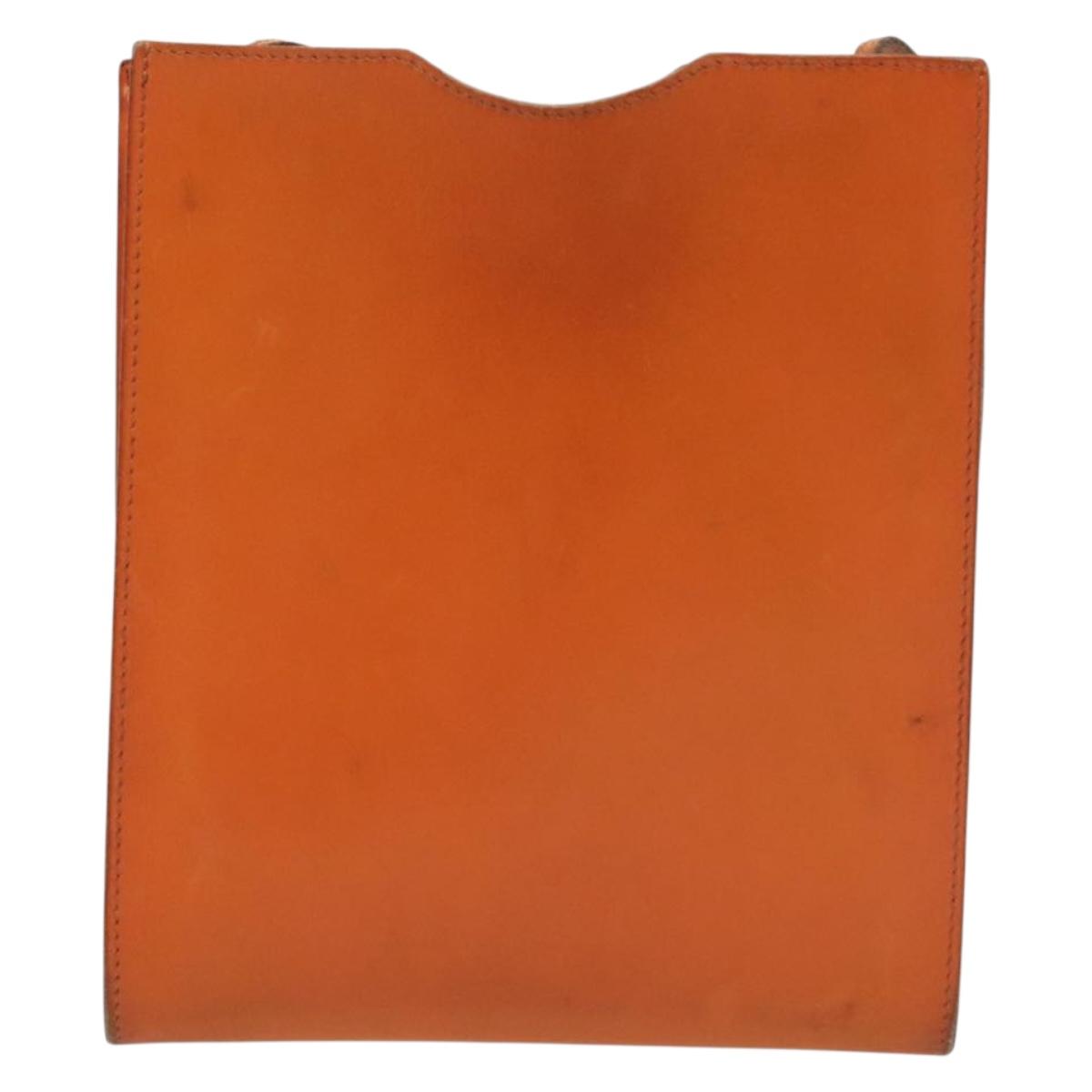 HERMES Omenitu Shoulder Bag Leather Orange Auth BA4408