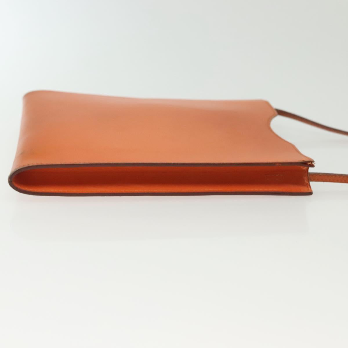 HERMES Omenitu Shoulder Bag Leather Orange Auth BA4408