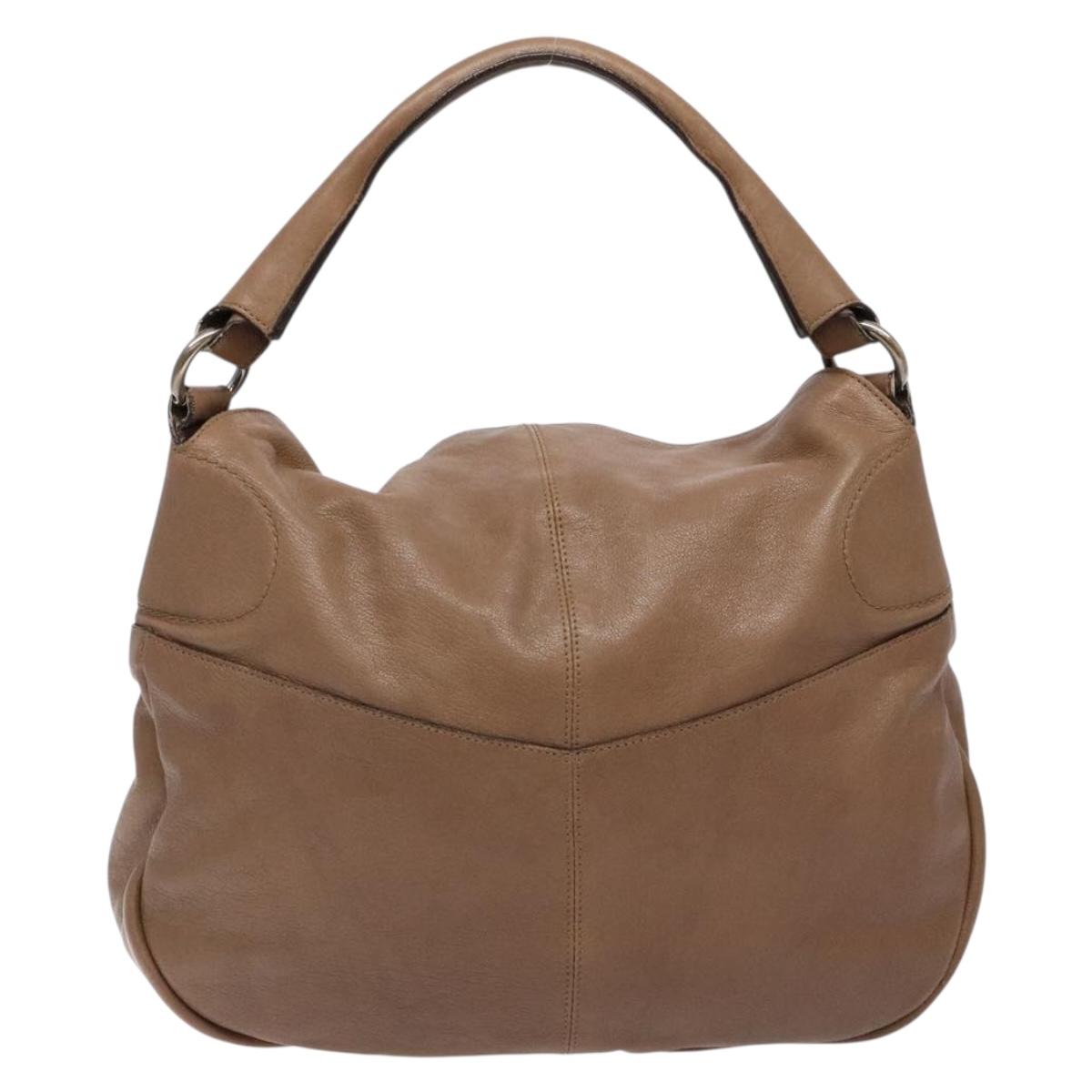 Salvatore Ferragamo Shoulder Bag Leather Beige Gold Auth BA4410