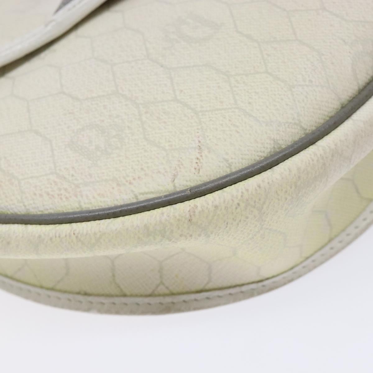Christian Dior Honeycomb Canvas Shoulder Bag PVC White Gold Auth BA4415