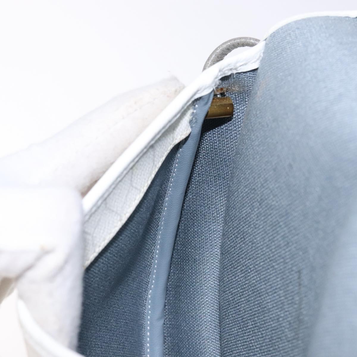 Christian Dior Honeycomb Canvas Shoulder Bag PVC White Gold Auth BA4415