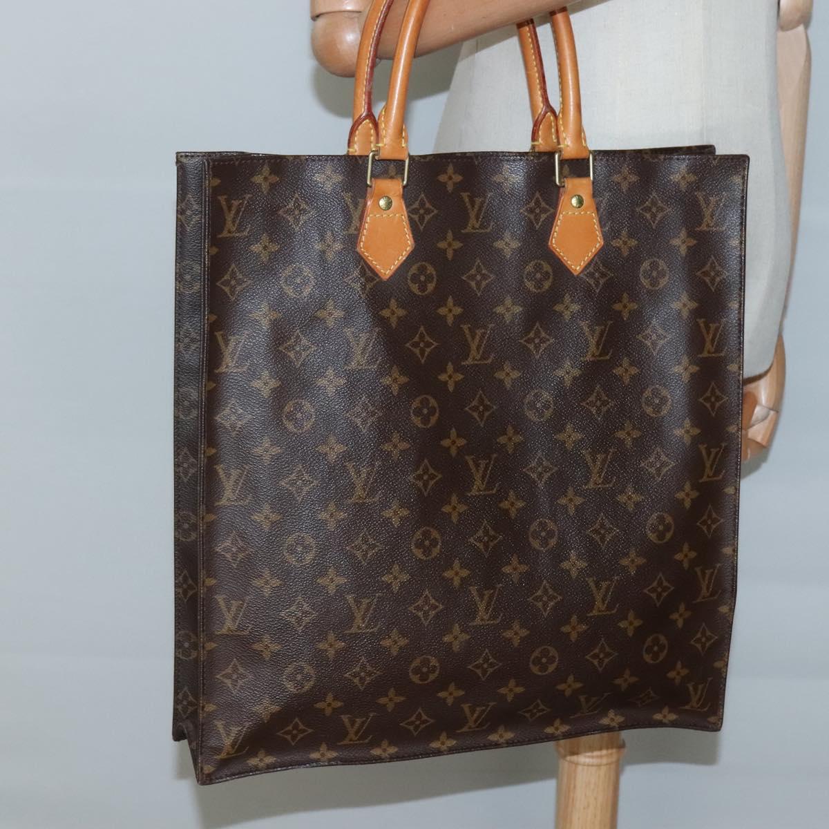 LOUIS VUITTON Monogram Sac Plat Hand Bag M51140 LV Auth BA4418