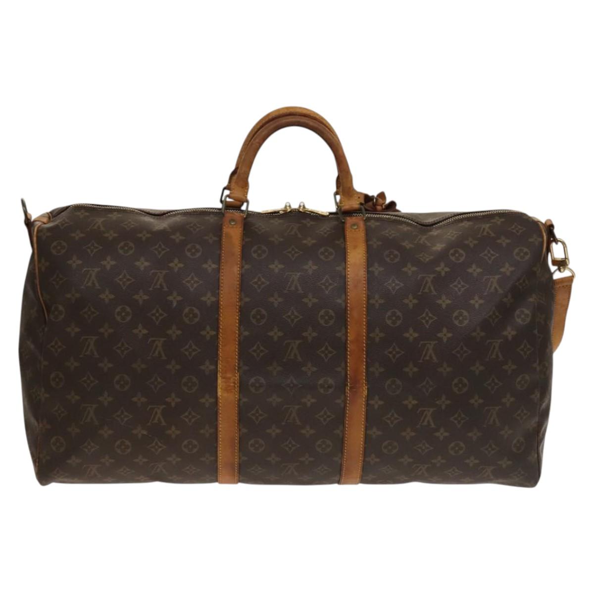 LOUIS VUITTON Monogram Keepall Bandouliere 60 Boston Bag M41412 LV Auth BA4435
