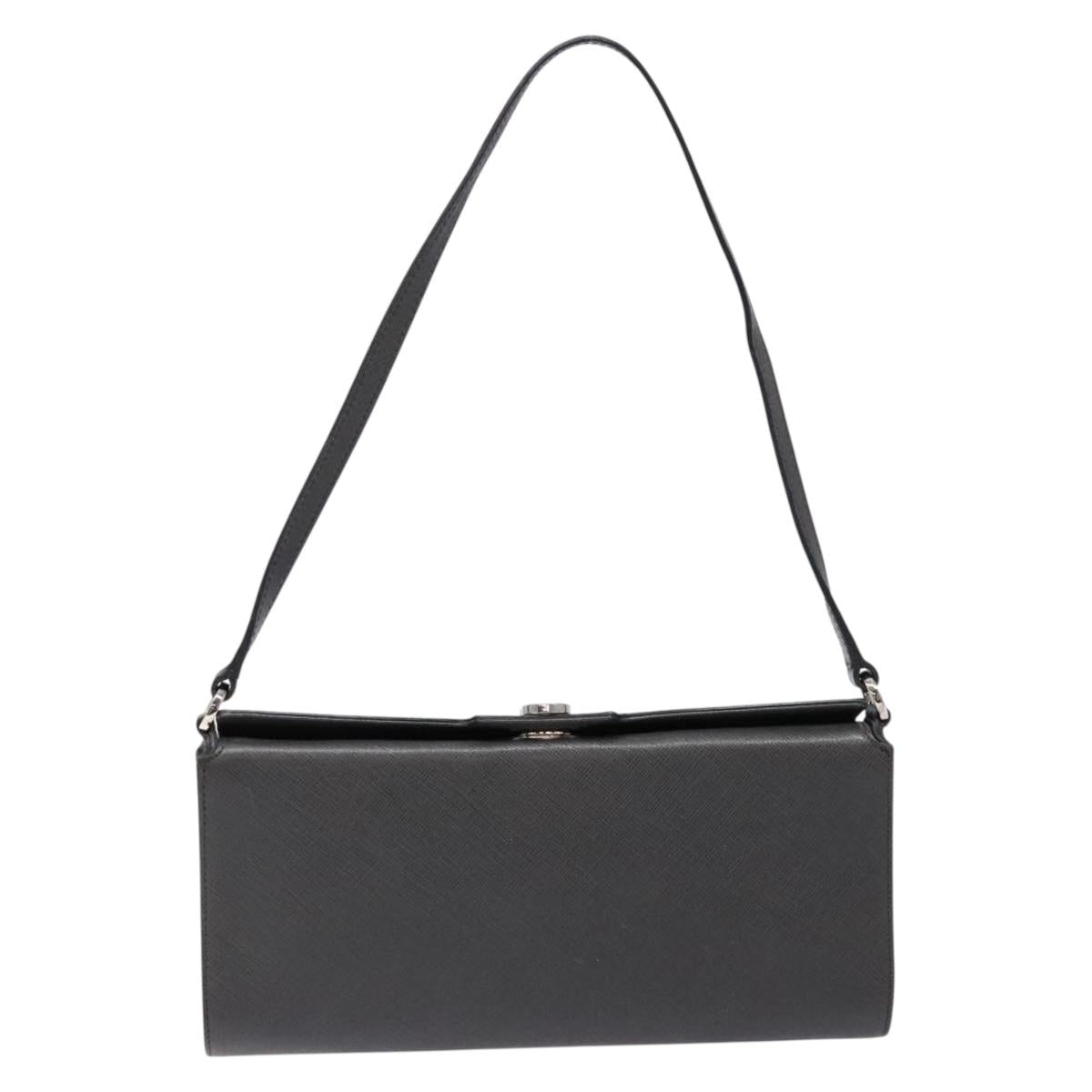 Salvatore Ferragamo Gancini Shoulder Bag Leather Gray Silver Auth BA4441